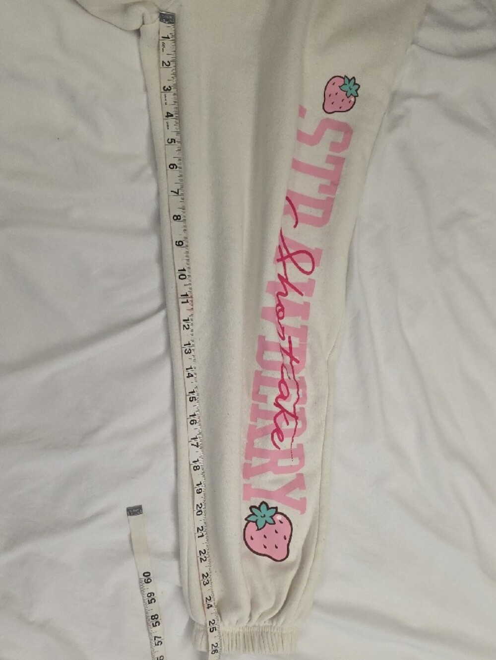 Strawberry Shortcake Graphic Jogger Sweatpants White Pink Size Large - Picture 10 of 11